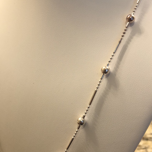 💗 Super pretty 22 inches beaded sterling silver necklace 😊NWT - Picture 3 of 4